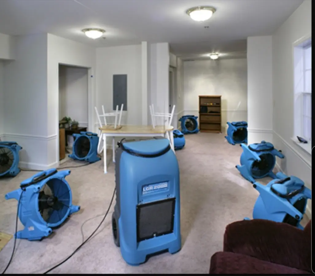 Air movers and dehumidifier setup for Water Damage Restoration in Casper